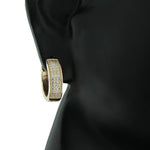 925 Sterling Silver White CZ Hoop Huggie Earrings
