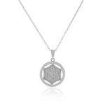 925 Sterling Silver White Clear CZ Round Pendant Necklace