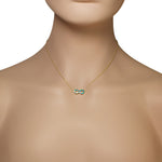 925 Sterling Silver Green Blue Simulated Opal Infinity Pendant Necklace