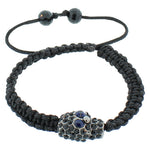 Fashion Alloy Black CZ Skull Beaded Adjustable Macrame Bracelet