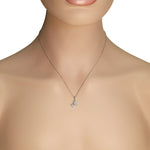 925 Sterling Silver White Clear Black CZ Dolphin Pendant Necklace, 18"