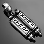 Intricate Jewish Torah Scroll Silver-Tone Men's Pendant Necklace