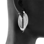 Stainless Steel Silver-Tone Multi-Bangle Hoop Earrings