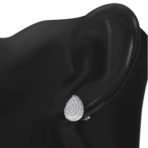 925 Sterling Silver White Clear CZ Teardrop Stud Earrings Pendant Necklace Set