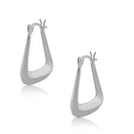 925 Sterling Silver Yellow Gold-Tone Oval Matte Hoop Earrings, 0.85"
