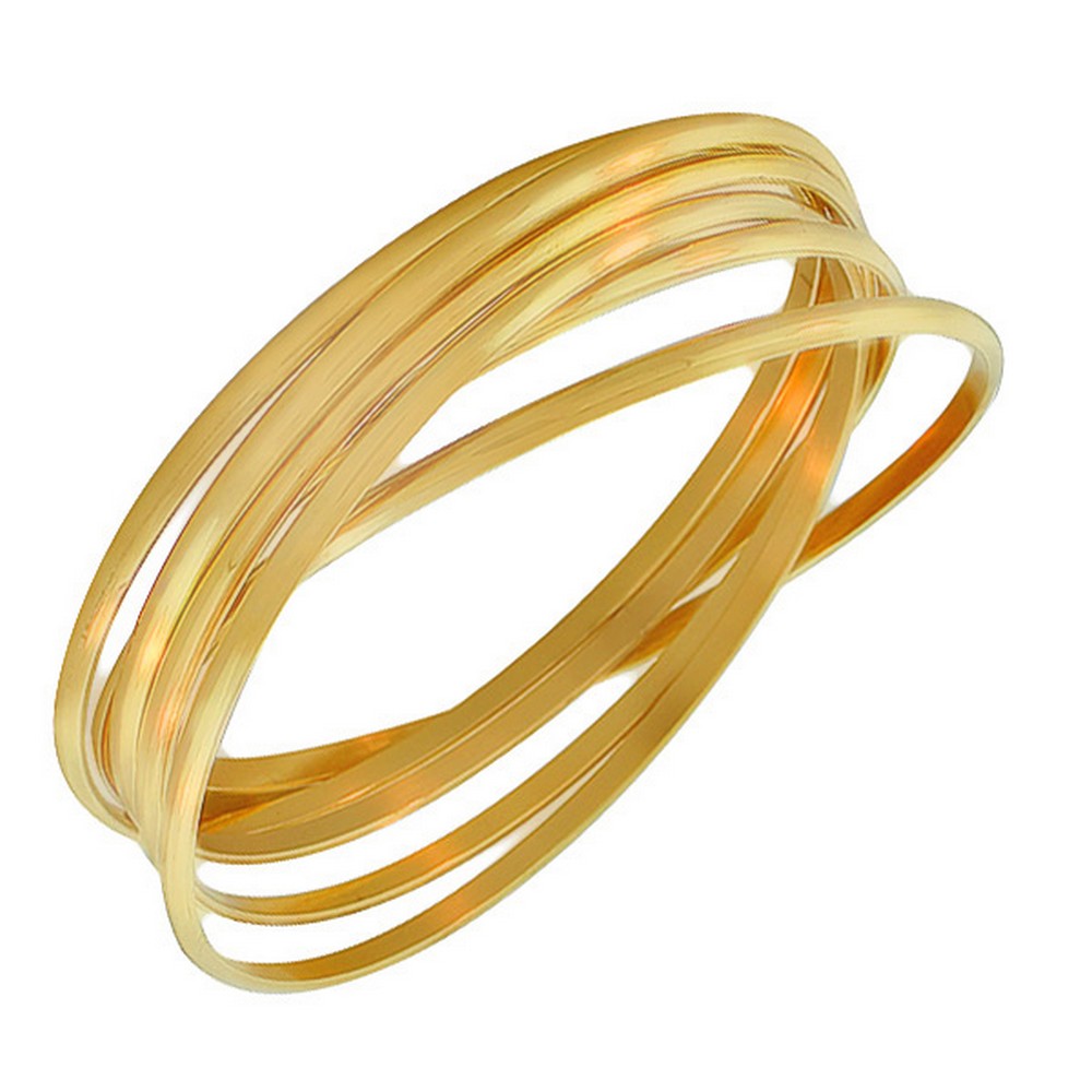 Stainless Steel Yellow Gold-Tone Interlocked Six Bangle Bracelets Set