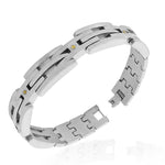 Stainless Steel Silver-Tone Link Mens Bracelet