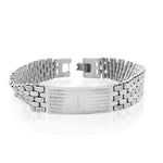 Stainless Steel Silver-Tone Padre Nuestro Lord's Prayer Spanish Men's Link Chain Bracelet