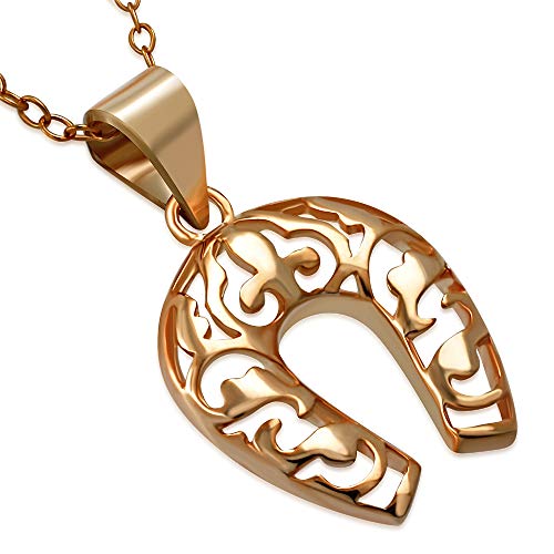 925 Sterling Silver Horseshoe Good Luck Pendant Necklace, 18"