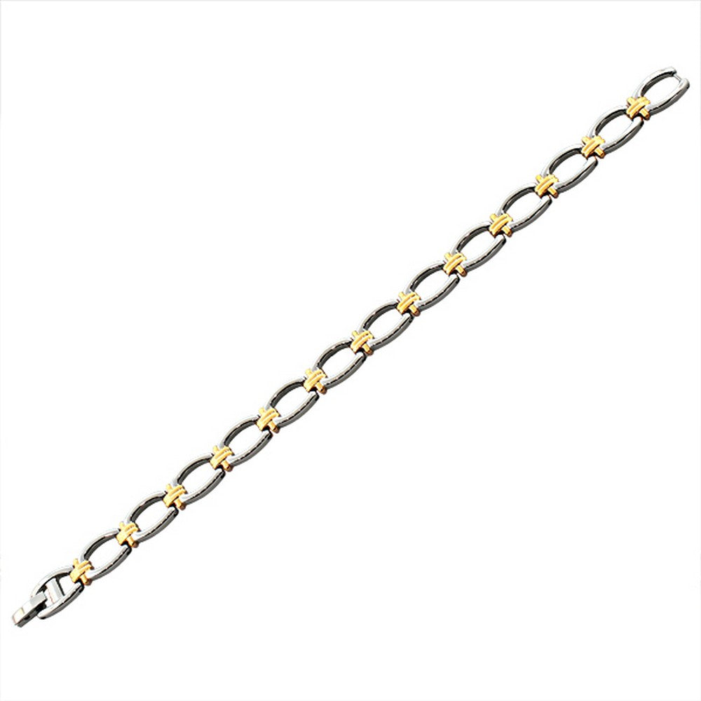 Stainless Steel Two-Tone Chain Necklace Bracelet Set