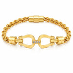 My Daily Styles Women's Gold Tone Stainless Steel Bracelet with CZ Accent Clasp, 8 Inch Multi Strand Link Chain Bracelet, Polished Finish, Fashion Jewelry Gift for Women