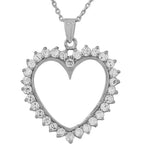 925 Sterling Silver Love Heart Charm White CZ Pendant Necklace
