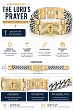 Stainless Steel Two-Tone Men's Religious Lord's Prayer Padre Nuestro Spanish Chain Bracelet