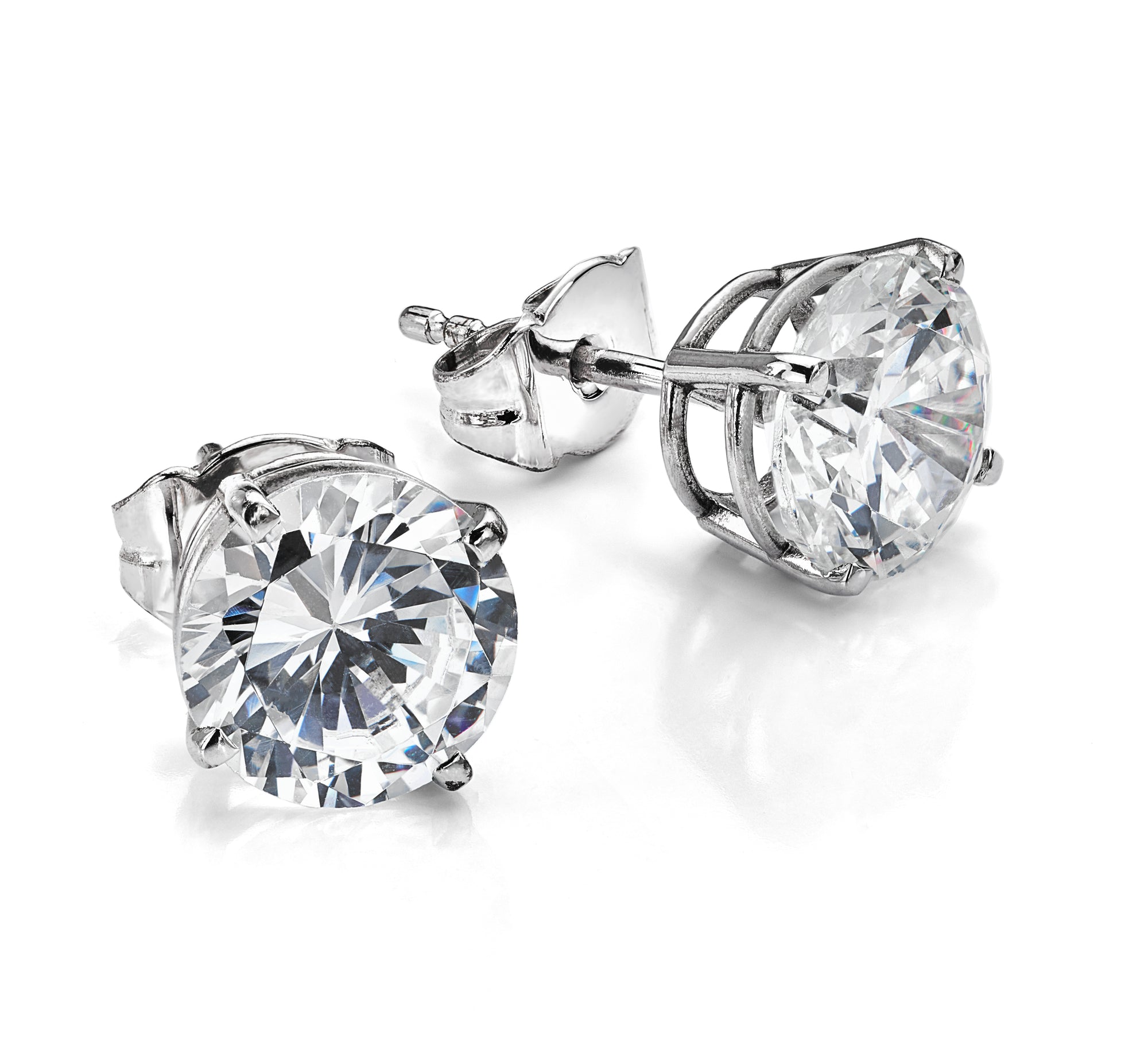 2.02 CT Certified Lab Grown Round Diamond Studs Earrings in 14k White Gold E VS2