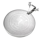 Stainless Steel Silver-Tone Greek Key Zodiac Sign Necklace Pendant - Scorpio