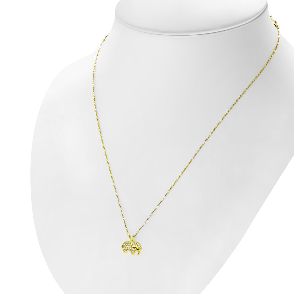 My Daily Styles 925 Sterling Silver Small Elephant CZ Pendant Necklace - 18" Silver Chain Included