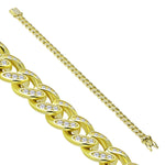 Men's 925 Sterling Silver Yellow Gold Tone CZ Cuban Link 8mm Bracelet