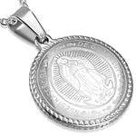 Stainless Steel Yellow Gold-Tone Nuestra Senora de Guadalupe Medallion Pendant Necklace