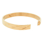 Stainless Steel Rose Gold-Tone Faceted Bangle Bracelet