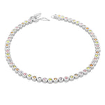 925 Sterling Silver Bezel-Set Round Multicolor CZ Classic Tennis Bracelet