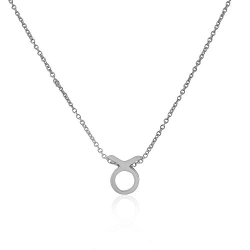 925 Sterling Silver Yellow Gold-Tone Small Zodiac Sign Pendant Necklace - Taurus