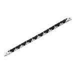 Stainless Steel Black Rubber Silicone Silver-Tone Bike Link Chain Men's Bracelet