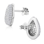 925 Sterling Silver White Clear CZ Teardrop Stud Earrings Pendant Necklace Set