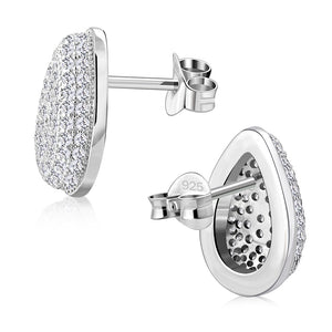 925 Sterling Silver White Clear CZ Teardrop Stud Earrings Pendant Necklace Set