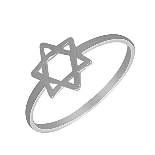 Sterling Silver Polished Classic Small Star of David Ring Band