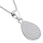 925 Sterling Silver White Clear CZ Teardrop Stud Earrings Pendant Necklace Set