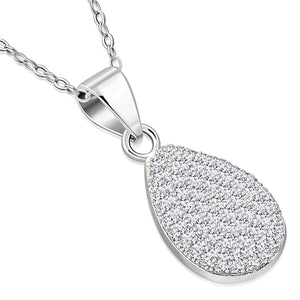 925 Sterling Silver White Clear CZ Teardrop Stud Earrings Pendant Necklace Set