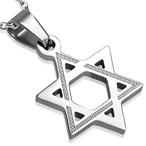Simple Jewish Star of David Pendant Necklace Stainless Steel