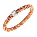 Stainless Steel Rose Gold-Tone White CZ Stretch Bracelet