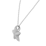 925 Sterling Silver White CZ Womens Starfish Pendant Necklace