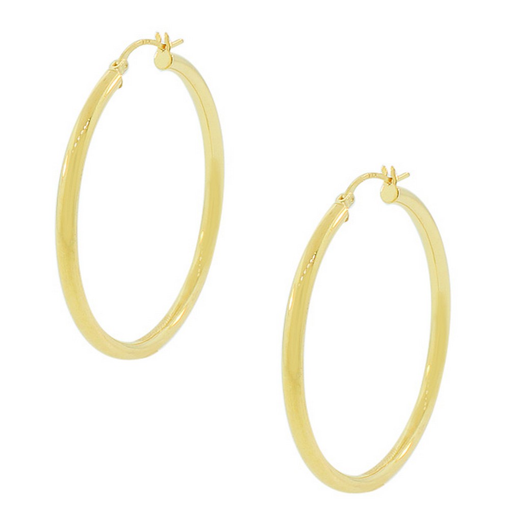 925 Sterling Silver Yellow Gold-Tone Classic Hoop Earrings