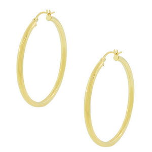 925 Sterling Silver Yellow Gold-Tone Classic Hoop Earrings