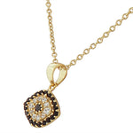 Sterling Silver Yellow Gold-Tone Evil Eye Black White Pendant Necklace