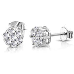 925 Sterling Silver Yellow Gold-Tone Clear CZ Flower Floral Small Stud Earrings, 0.25"