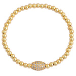 My Daily Styles Stainless Steel Beaded Stretch Bracelet with Crystal Accent Barrel, Elastic Band