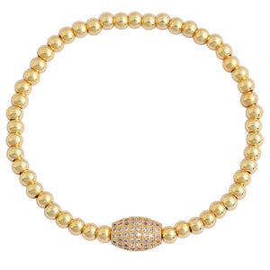 My Daily Styles Stainless Steel Beaded Stretch Bracelet with Crystal Accent Barrel, Elastic Band