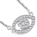 925 Sterling Silver White CZ Womens Evil Eye Hamsa Pendant Necklace