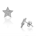 925 Sterling Silver White CZ Stars Womens Girls Stud Earrings
