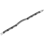 Stainless Steel Black Silver-Tone Link Mens Bracelet