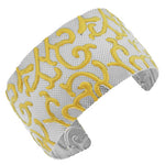 Stainless Steel Two-Tone Open End Wide Cuff Bangle Bracelet
