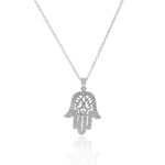 Filigree Hamsa  Sterling Silver Necklace