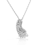 925 Sterling Silver White CZ Foot Print Pendant Necklace with Chain