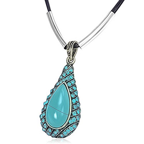 Fashion Alloy Scarlet Teardrop Charm Red and Black Chain Pendant Necklace