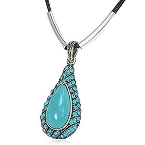 Fashion Alloy Scarlet Teardrop Charm Red and Black Chain Pendant Necklace