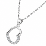 925 Sterling Silver Open Heart Love Charm CZ Pendant Necklace
