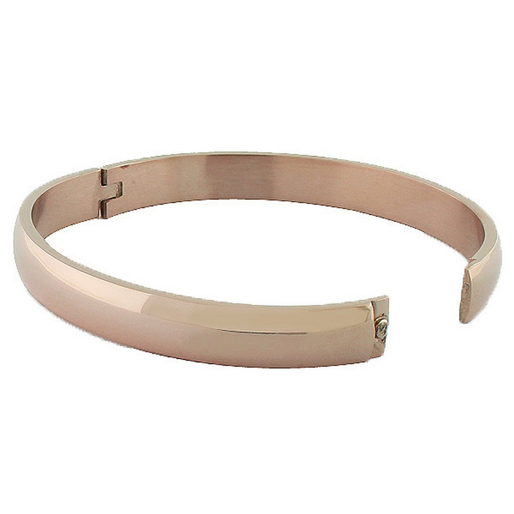 Stainless Steel Rose Gold-Tone Highly Polished Bangle Bracelet